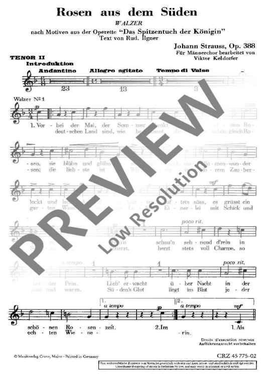 Rosen aus dem Süden - Tenor Ii