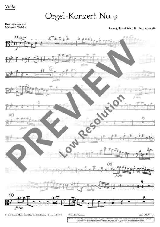 Organ Concerto No. 9 B Major - Viola