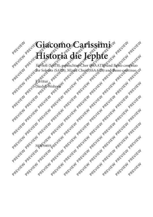 Historia di Jephte - Score