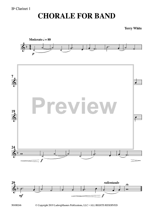 Chorale For Band - Bb Clarinet 1