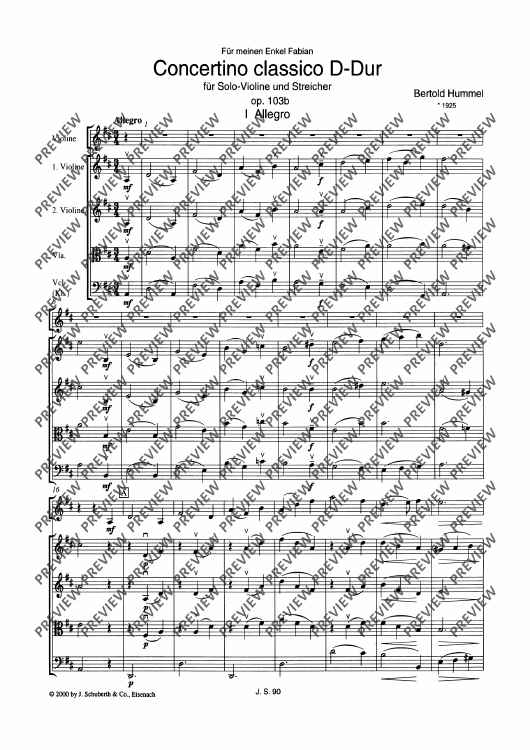 Concertino classico D major - Score