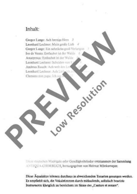 Meister der Renaissance (16./17. Jh.) - Choral Score