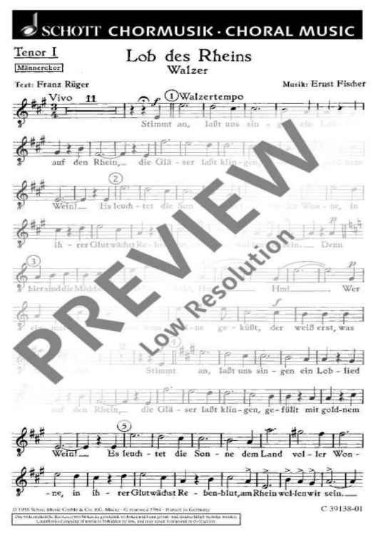 Lob des Rheins - Tenor I