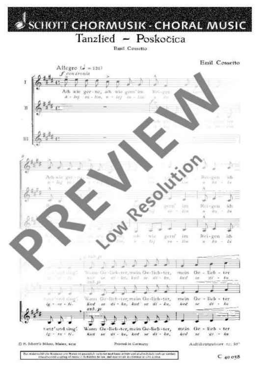 Tanzlied - Poskocica - Choral Score
