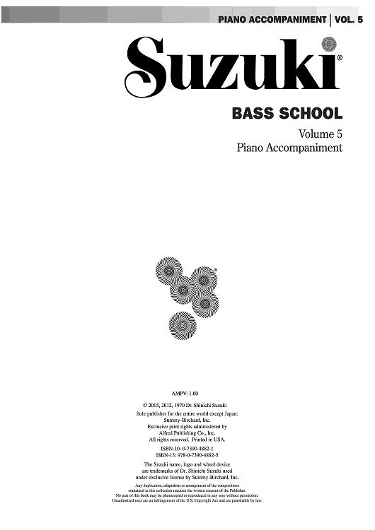 Suzuki Bass School, Volume 5 - Piano Accompaniment