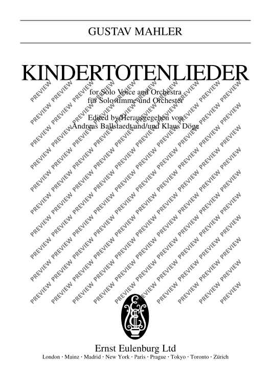 Kindertotenlieder - Full Score