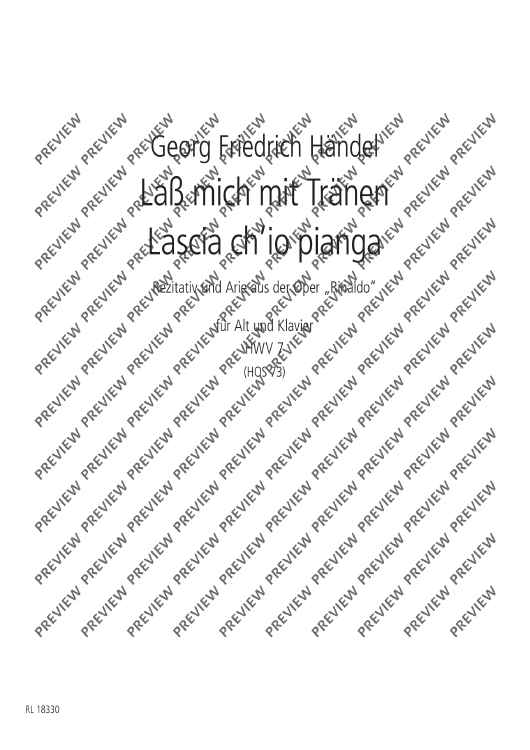Laß mich mit Tränen - Lascia ch’io pianga in D major