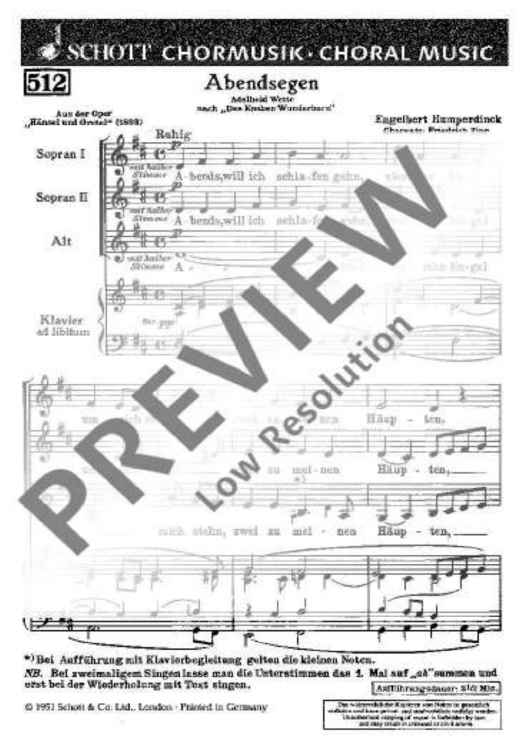 Abendsegen - Choral Score