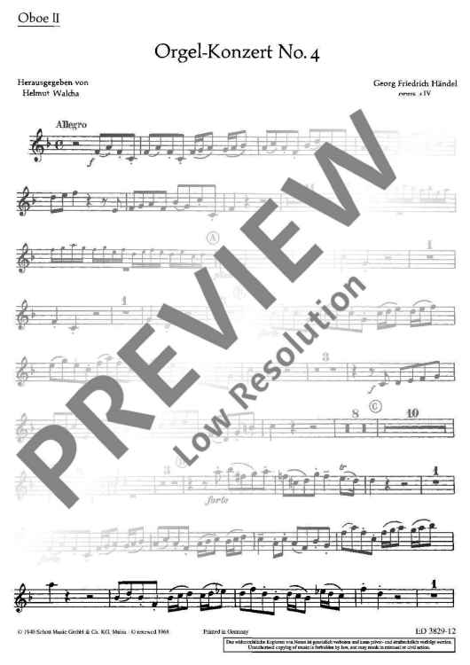 Organ Concerto No. 4 F Major - Oboe Ii