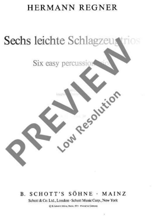 6 leichte Schlagzeugtrios - Score (also Performing Score)