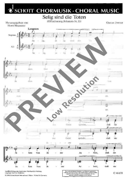 Selig sind die Toten - Choral Score