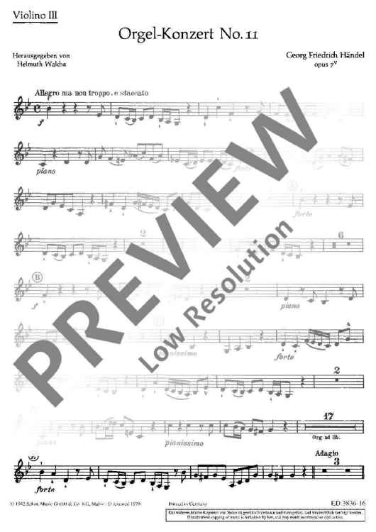 Organ Concerto No. 11 G Minor - Violin Iii