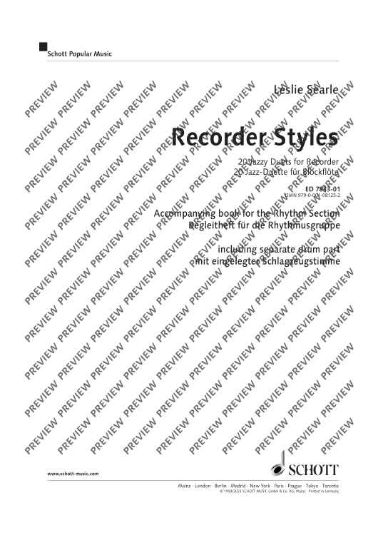 Recorder Styles - Percussion Score