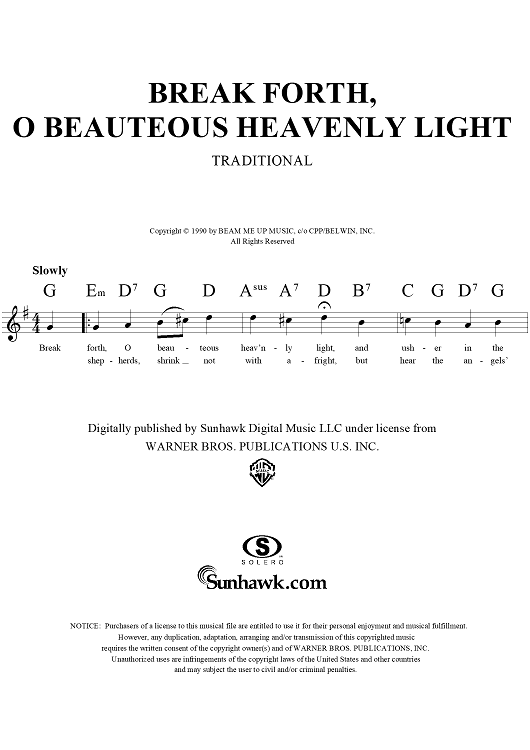Break Forth, O Beauteous Heavenly Light