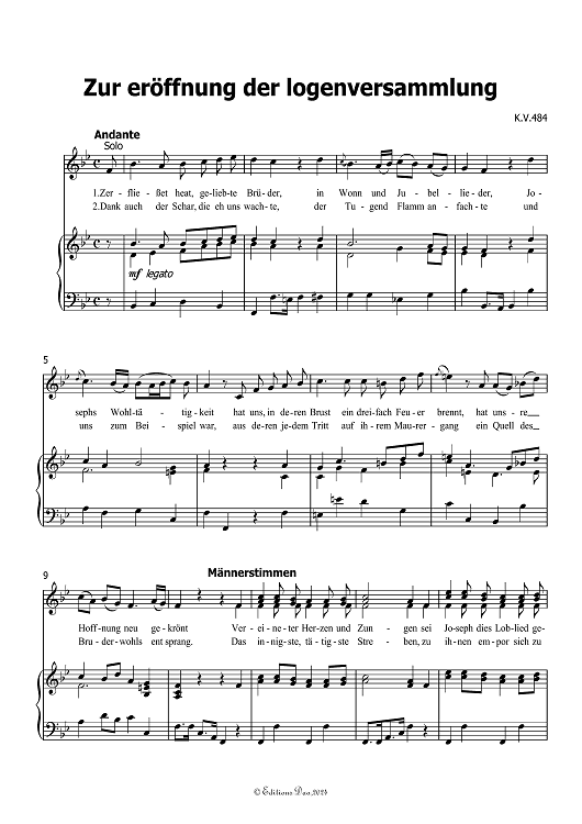 Zur eroffnung der logenversammlung