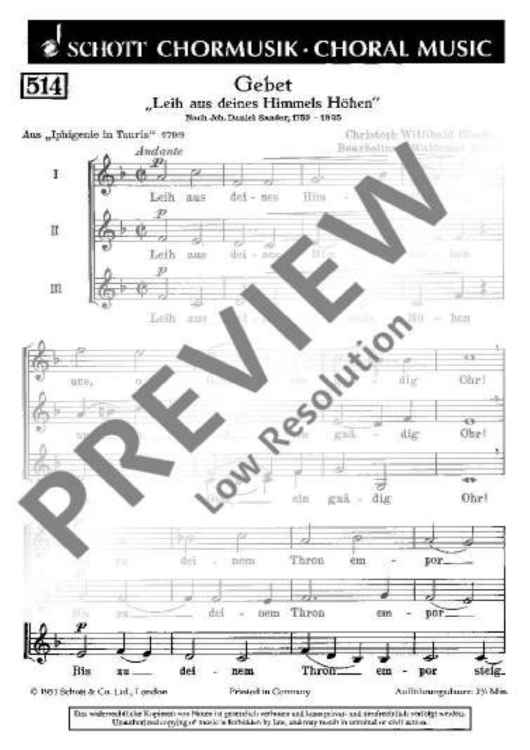 Gebet - Choral Score