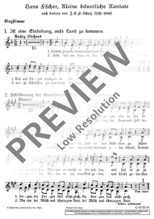 Kleine bäuerliche Kantate - Choral Score