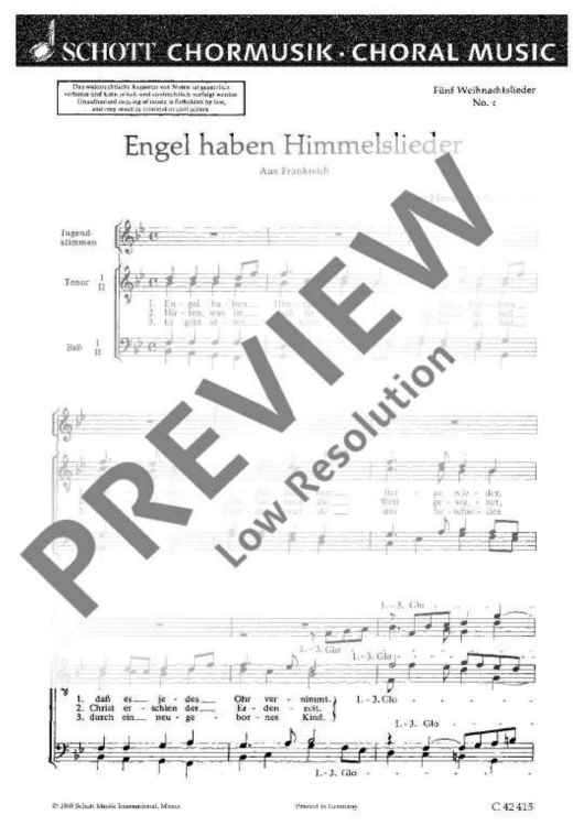 Fünf Weihnachtslieder - Choral Score