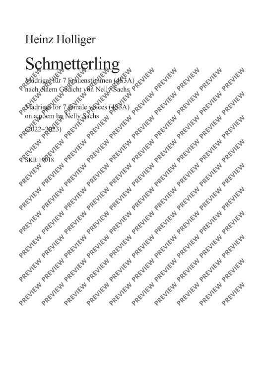 Schmetterling - Choral Score