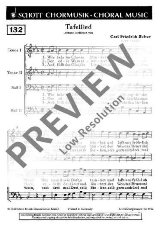 Tafellied - Choral Score