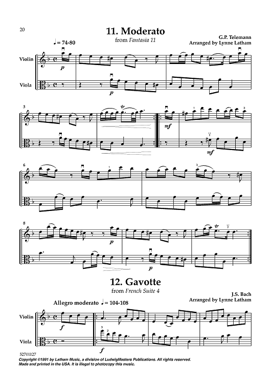 Moderato from Fantasia 11 / Gavotte from French Suite 4