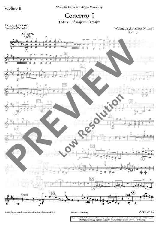 Concerto I D Major - Violin II