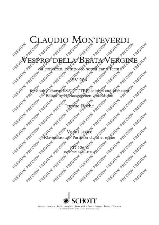 Vespro della Beata Vergine SV 206 - Piano Reduction