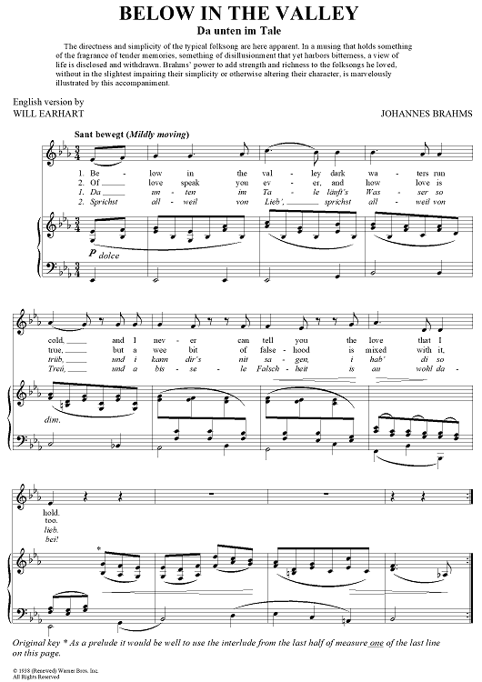 Below in the Valley (Da unten im Tale)