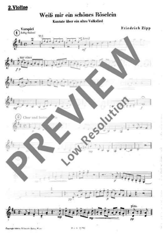 Weiß mir ein schönes Röselein - Violin II