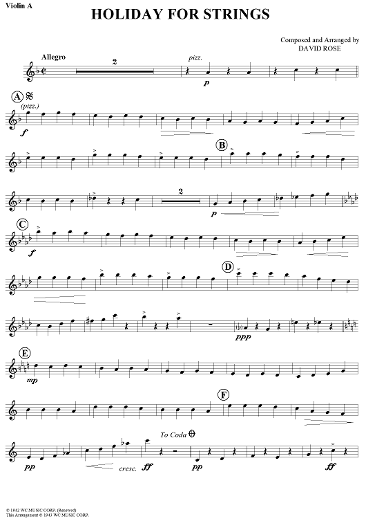 Holiday for Strings - Violin A