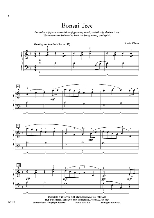 Bonsai Tree" Sheet Music for Piano