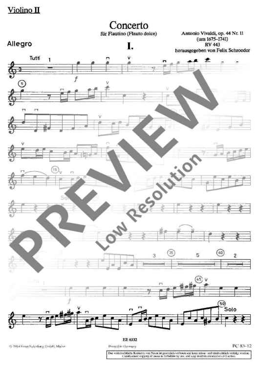 Concerto C Major - Violin II