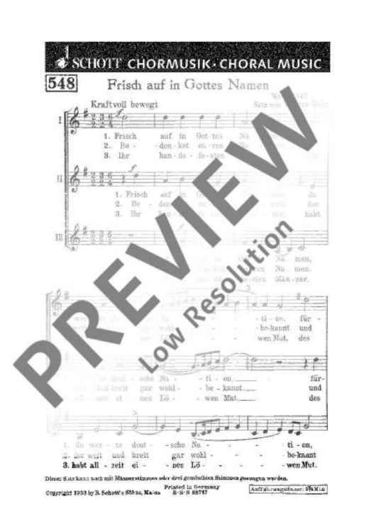 Frisch auf in Gottes Namen - Choral Score