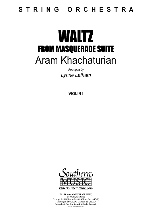 Waltz from Masquerade Suite (intermediate arrangement) - Violin 1