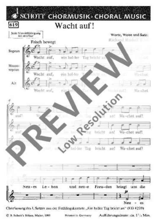 Wacht auf! - Choral Score