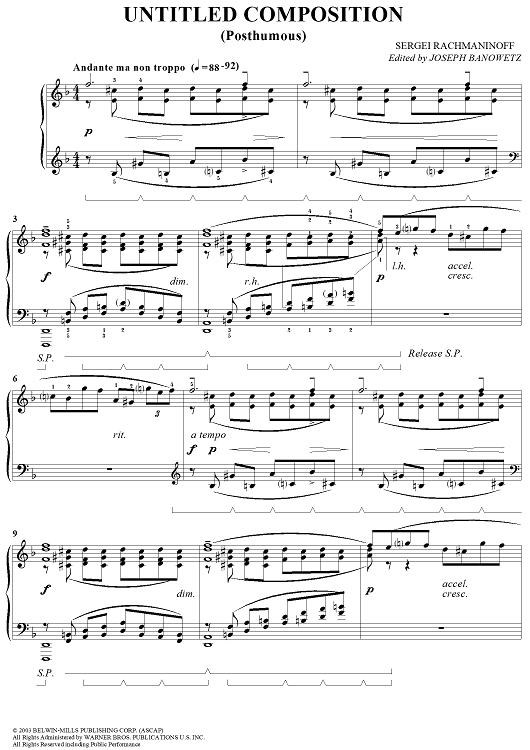 Untitled Composition, Op. Posthumous