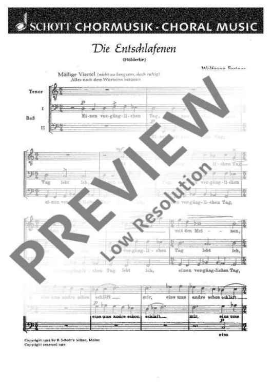 Die Entschlafenen - Choral Score