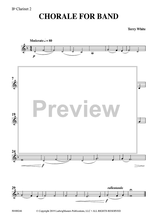 Chorale For Band - Bb Clarinet 2