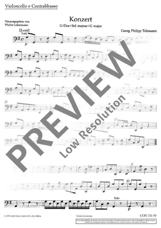 Concerto G Major - Violoncello/double Bass Rip.
