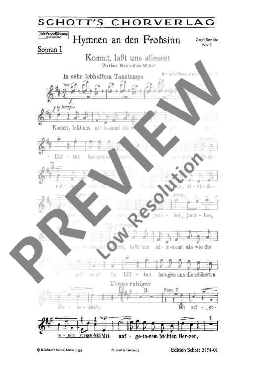 Hymnen an den Frohsinn - Soprano I