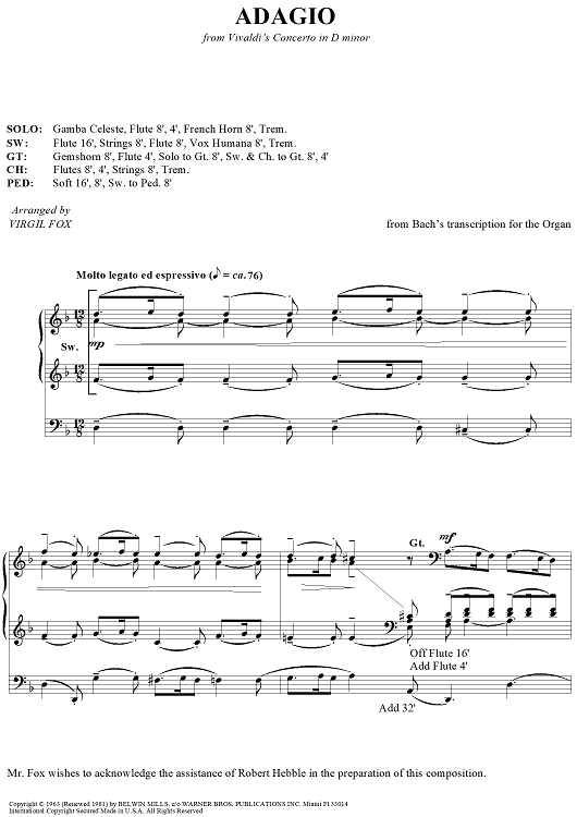 Adagio - from Vivaldi's Concerto in D minor