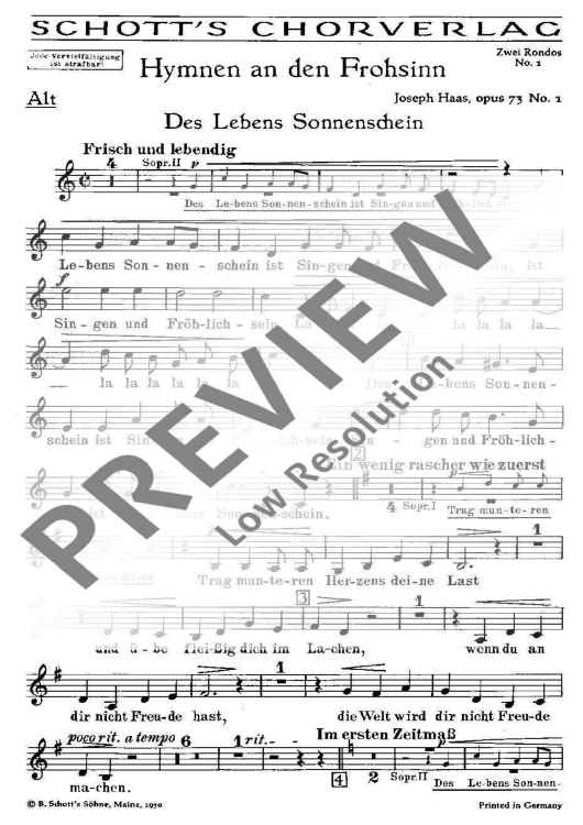 Hymnen an den Frohsinn - Alto