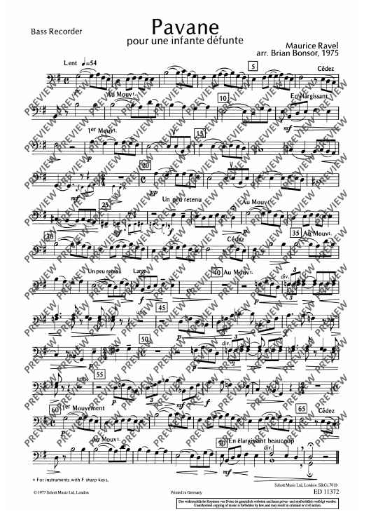 Pavane pour une infante défunte - Bass Recorder