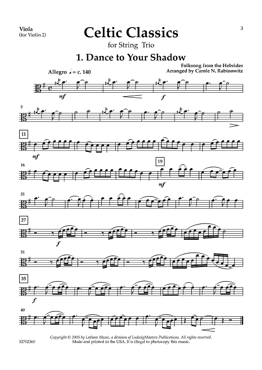Celtic Classics - for String Trio - Viola