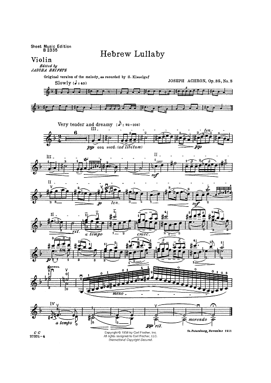 Hebrew Lullaby (Op. 35, No. 2)