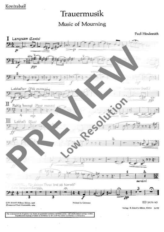 Trauermusik - Double Bass