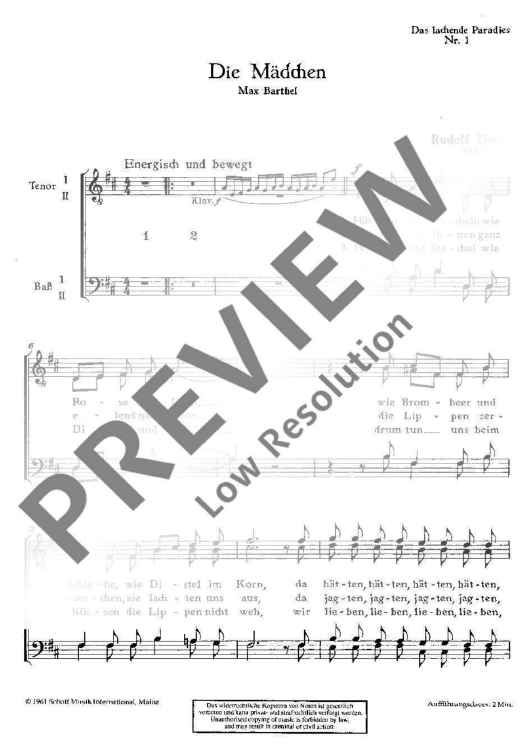 Das lachende Paradies - Choral Score