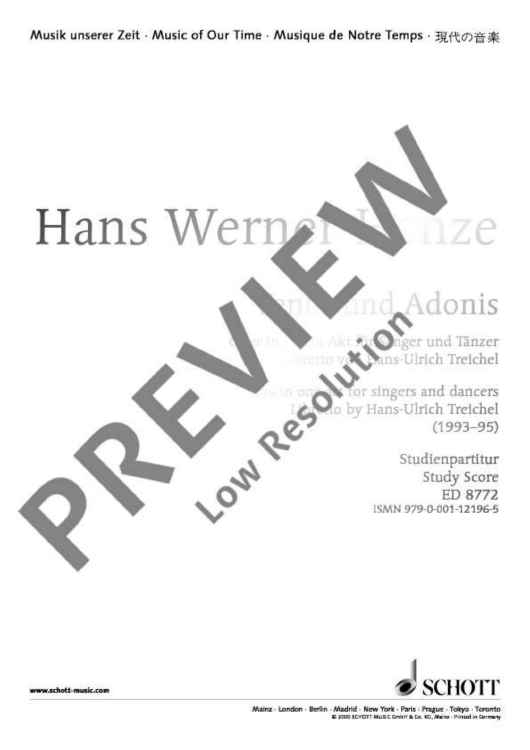 Venus und Adonis - Full Score