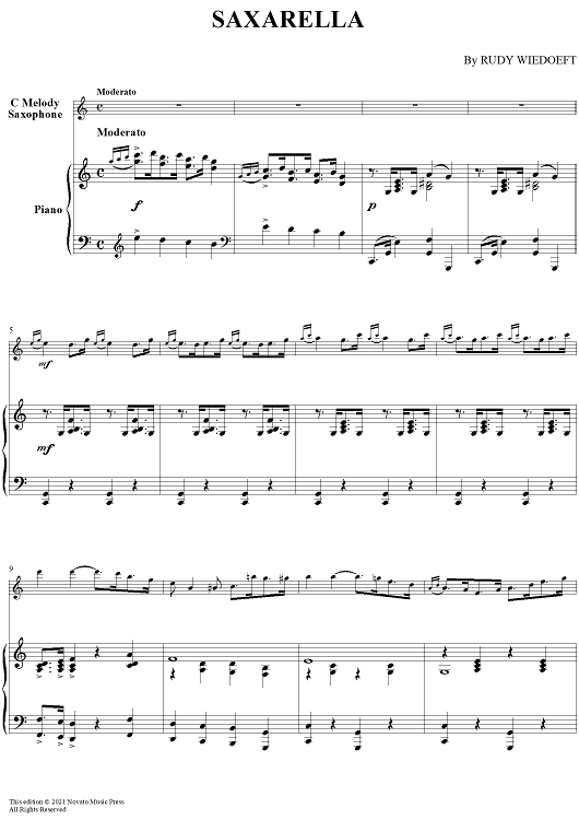 Saxarella - Piano Score (for C Melody Sax)
