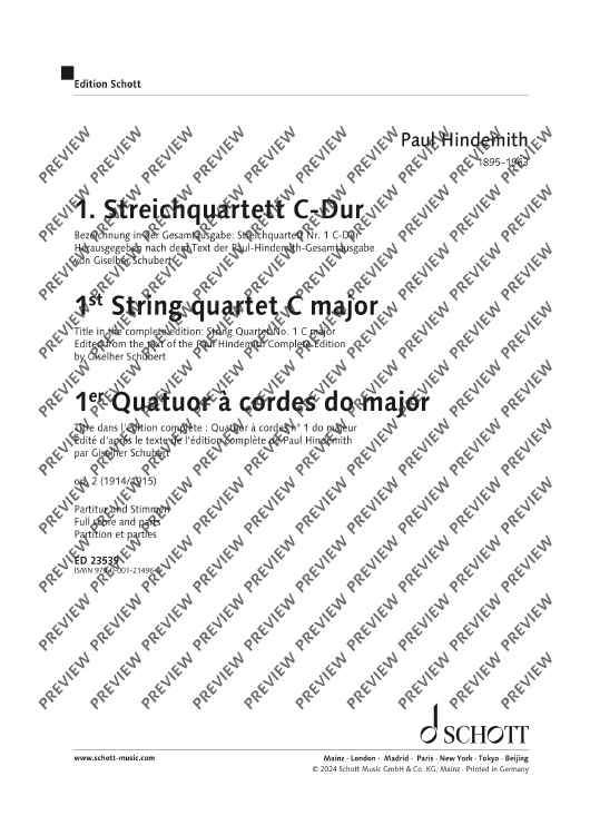 1st String quartet C major - Score and Parts